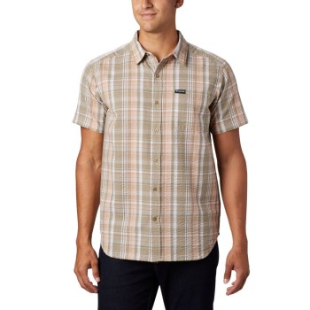 Columbia Brentyn Trail Short Sleeve Seersucker, Camisa Coral Claro Para Hombre | 590647-QAI